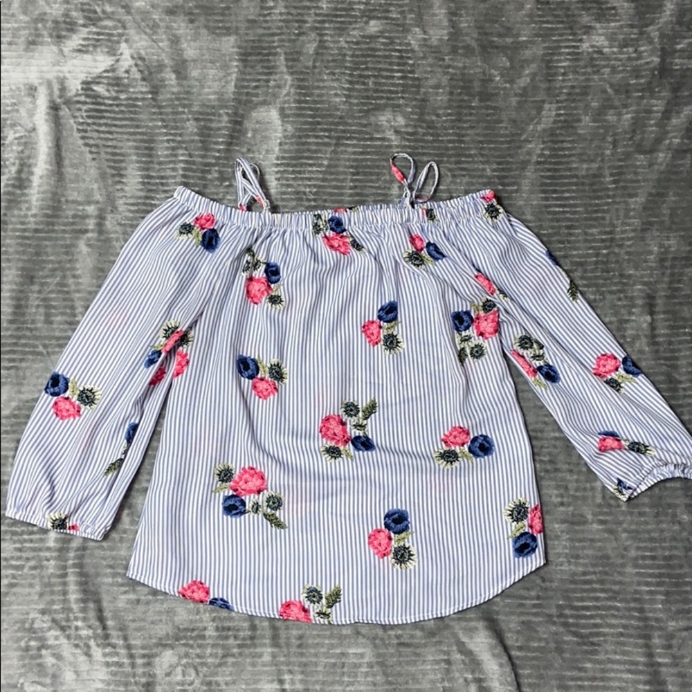 Hint of Blush Floral Cold Shoulder Top